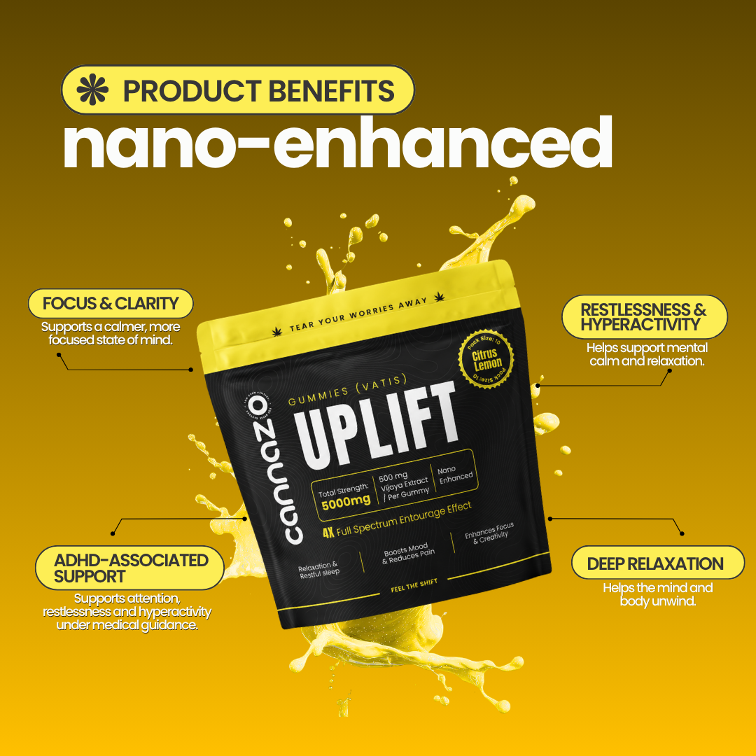 Uplift Gummies (Vatis) – 500mg | Citrus Lemon | Active Cannabinoids 200mg | Strong Support for Focus, Relaxation & Better Mood