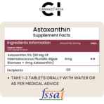 Supplement Fact - Continutity Softgel Hemp Seed Oil Astaxanthin